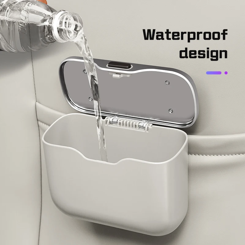 Waterproof Car Trash Can With Lid - Araba için Taşınabilir, Asılabilir, Çok Amaçlı,
