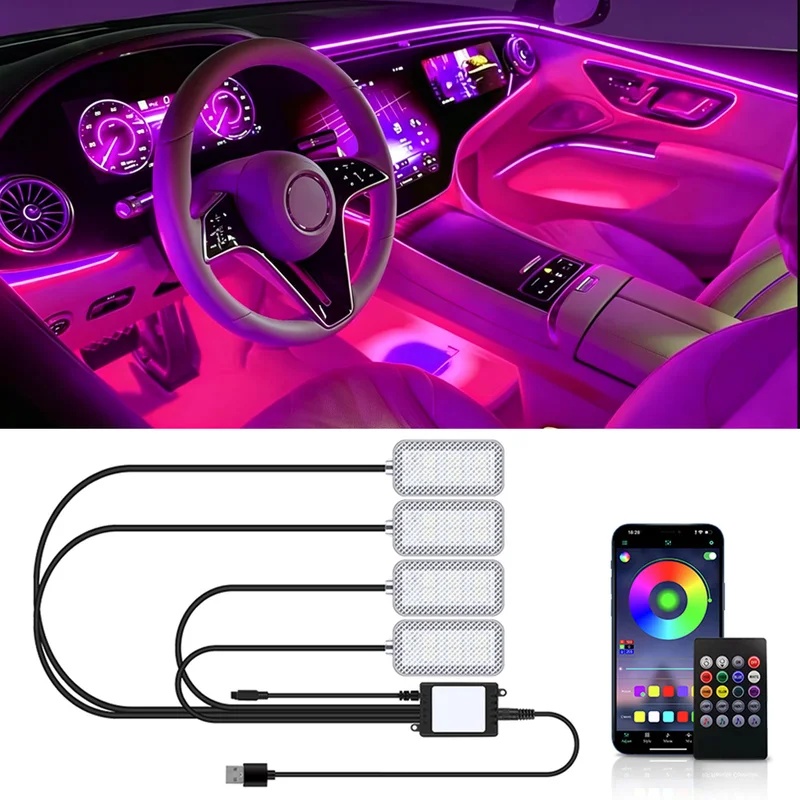 Led Ambient Interior Car Lights App Control - Neon LED Araç İçi Ortam Aydınlatma