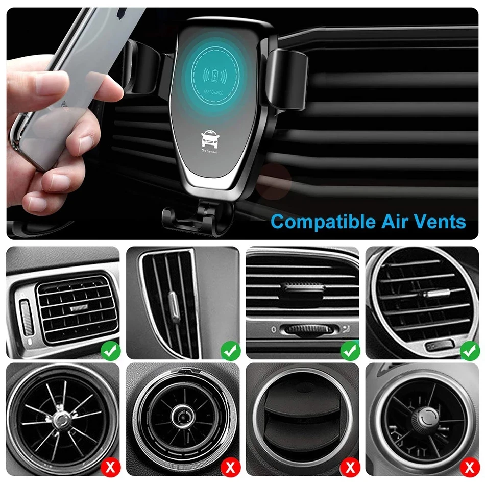 Wireless Car Charger Mount Fast Charging - VIKEFON Kablosuz Araç Şarj Cihazı, Havalandırma