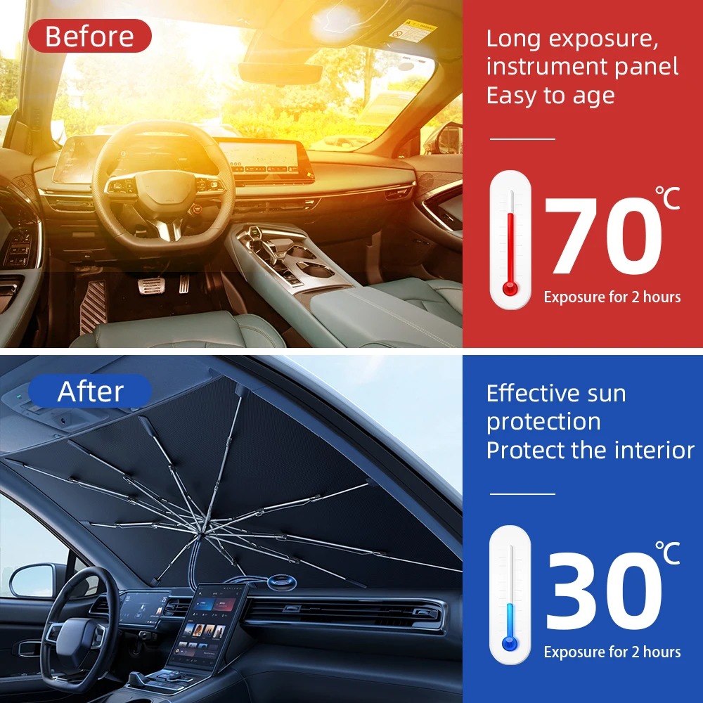 Yeni yükseltilmiş araç ön camı - Car Sunshade Windshield Umbrella Foldable incelemesi ve fiyatı