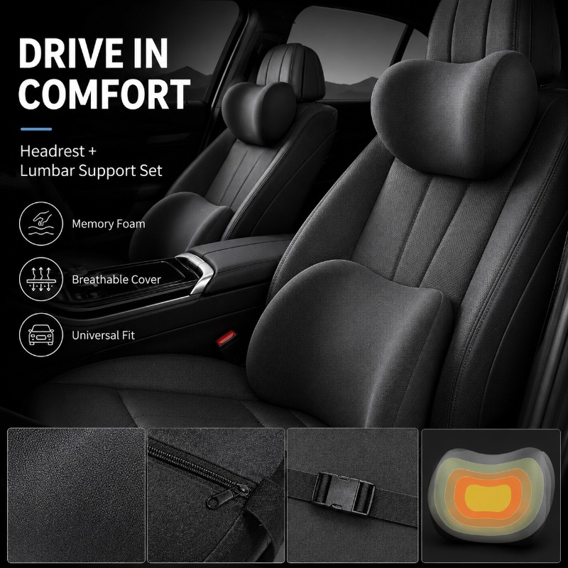 Araba Koltuk Başlığı Boyun Yas - Memory Foam Car Neck Pillow Lumbar Support incelemesi ve fiyatı
