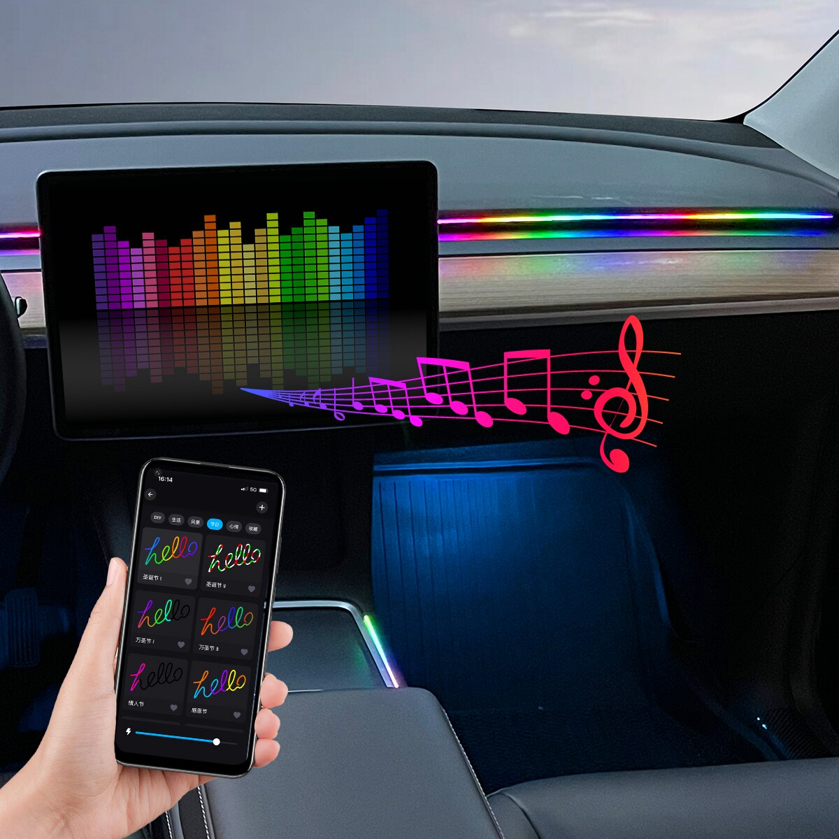 Araba USB 64 Renk Akrilik Şeri - Led Ambient Interior Car Lights App Control incelemesi ve fiyatı